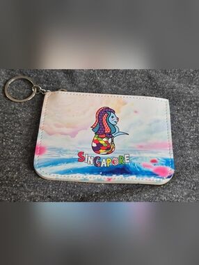 *3/20 Singapore Mermaid Keychain Card Holder Coin Purse Multicolor NWOT